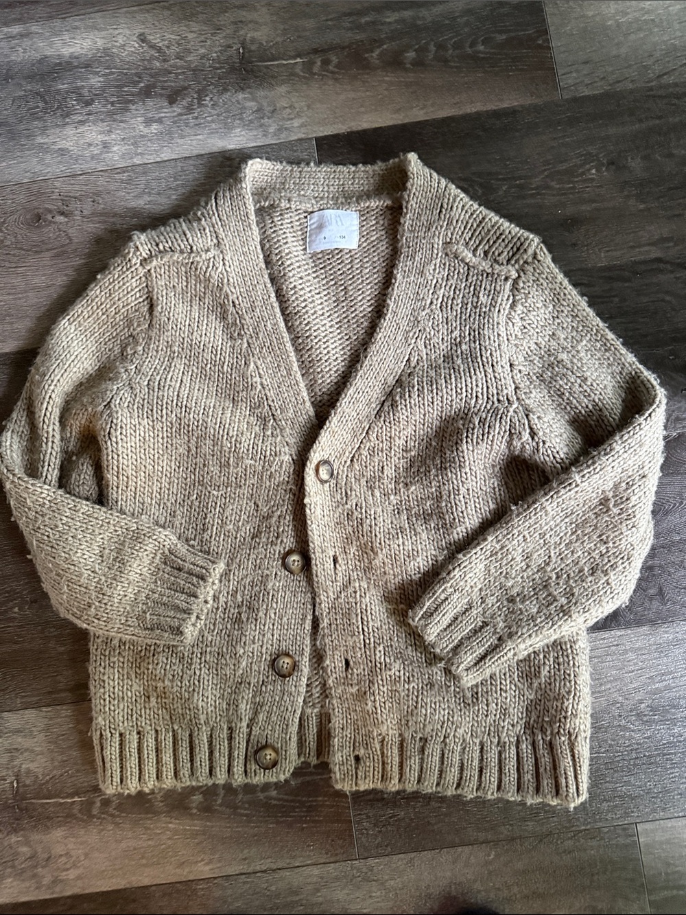 Zara Tan Chunky Knit Button-Front Cardigan